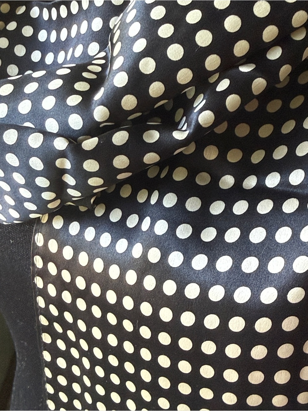 100% Silk Black and White Polka Dot Scarf - Picture 2 of 5